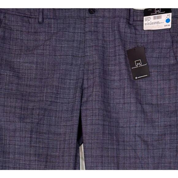 Michael Strahan 42 x 30 Navy Blue Plaid Trouser Pants NEW NWT - Picture 3 of 11